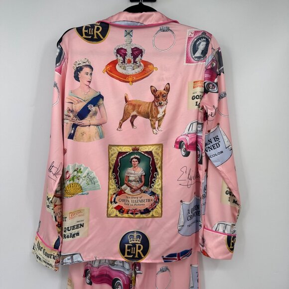 Sheshow Queen Elizabeth II Vintage Pajama Set woman’s size Small Pink long set - Picture 10 of 16